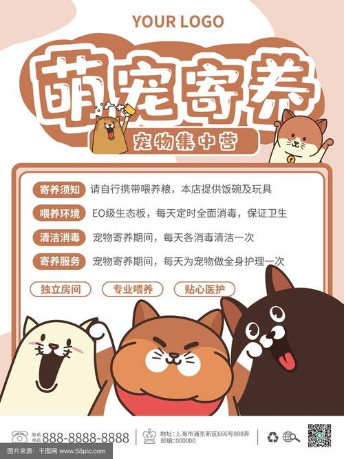 寵物寄養寵物店貓狗宣傳海報卡通照顧看護